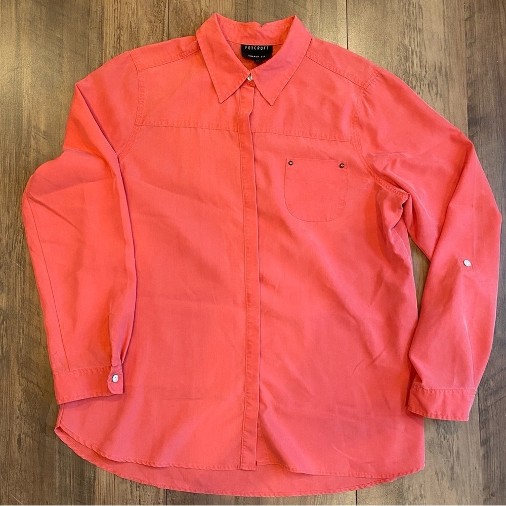 Foxcroft • Dark Peach • Shaped Fit Button Up Blouse • Size 14 • EUC